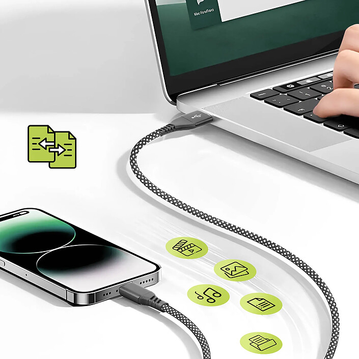 Acheter Moxie Câble pour iPhone en nylon tressé 1,2m, USB vers Lightning Noir