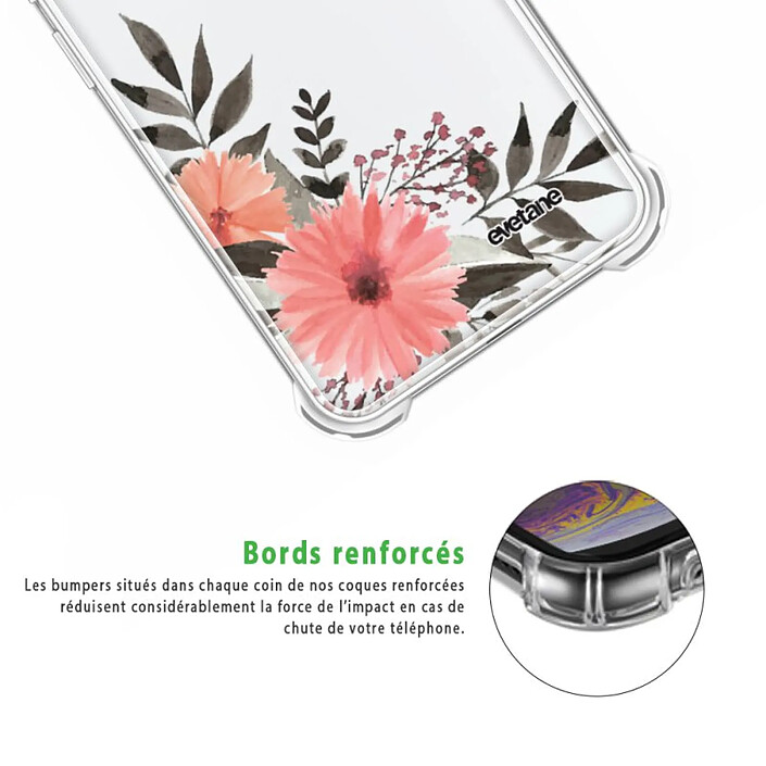 Acheter Evetane Coque Samsung Galaxy A22 5G Silicone antichocs Solides coins renforcés  transparente Motif Fleurs roses