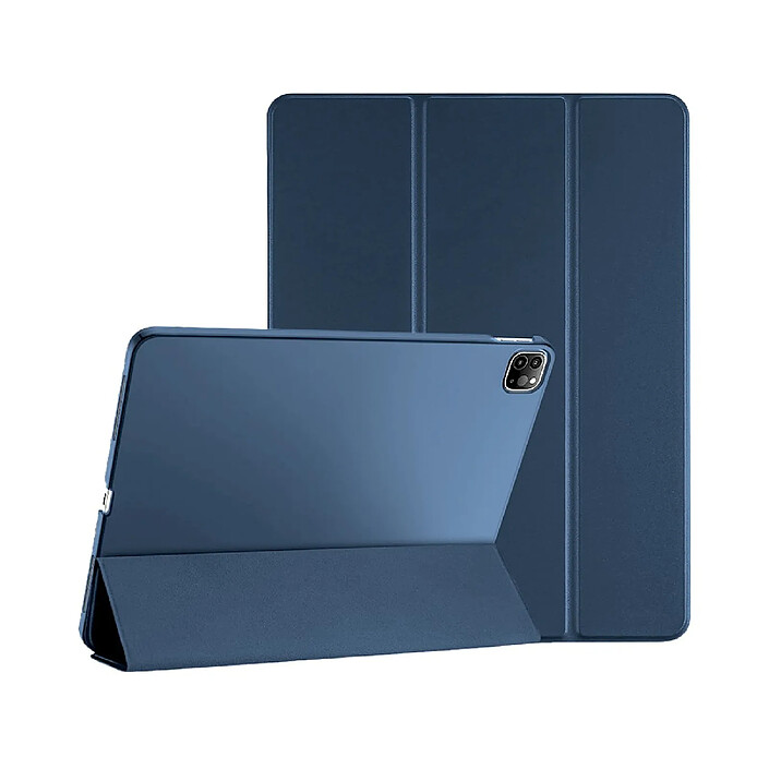 Evetane Étui Smart Cover iPad Pro 12.9 pouces (2018/2020/2021) Bleu à Rabat avec Support