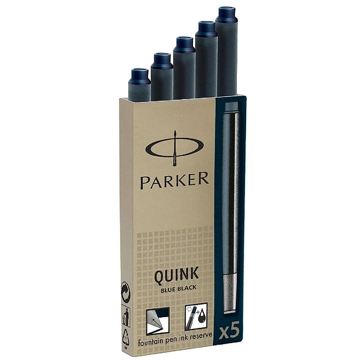 PARKER Etui de 5 de cartouches QUINK pour stylo à plume encre Bleu Noir