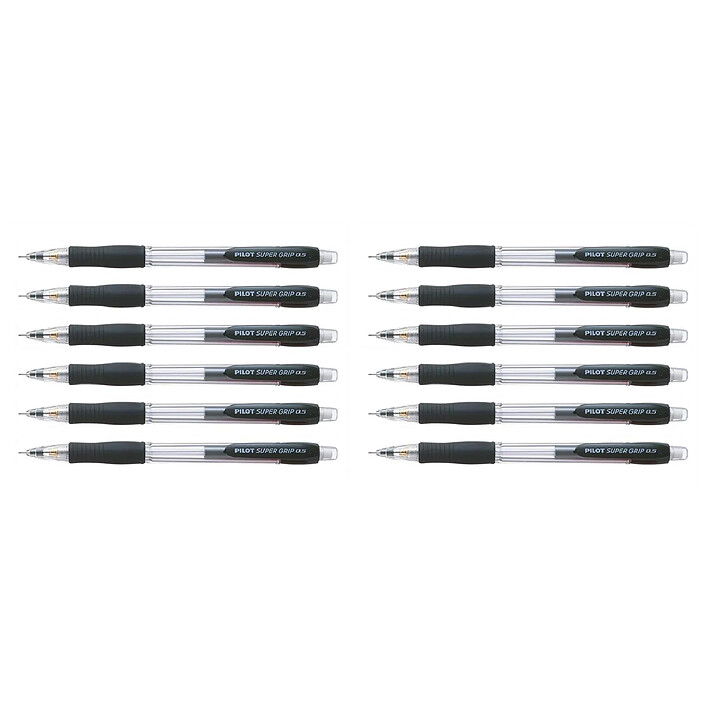 PILOT Porte-mines Super Grip H-185SL 0,5 mm Corps Noir x 12