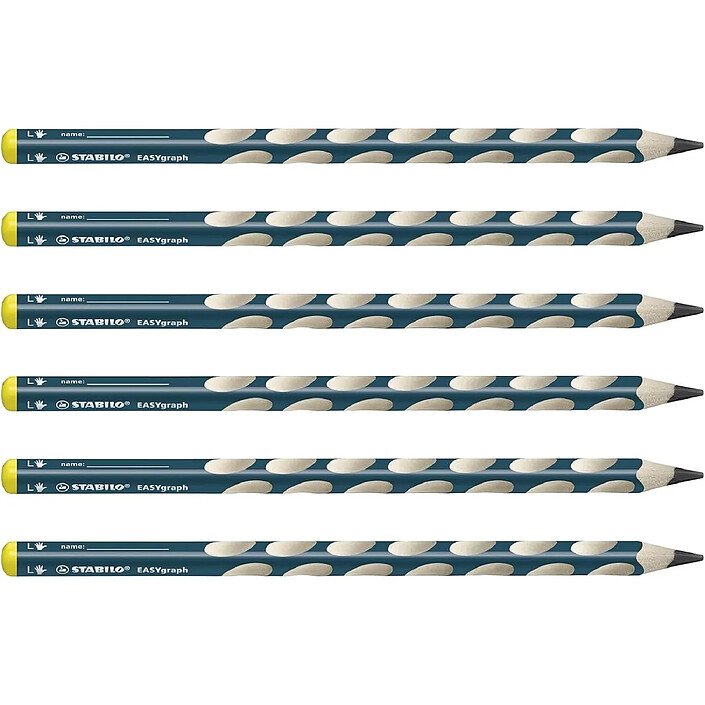 STABILO Crayon Ergonomique D'apprentissage EASYgraph Gaucher Mine 3,15 mm HB x 6