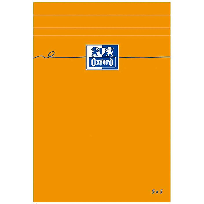 OXFORD Bloc-notes ORANGE 110x170 mm Quadrillé 80 feuilles OPTIK Paper 80g x 10