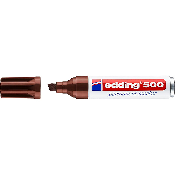 EDDING Marqueur Permanent 500 Corps Alu Marron Pointe Biseautée 2-7 mm