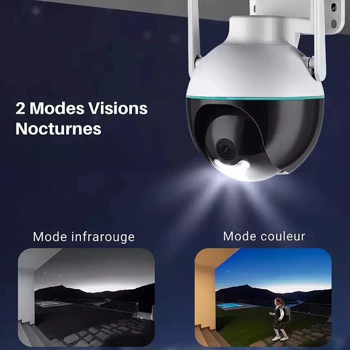 Daewoo - Caméra de surveillance extérieure rotative EP506 - Wifi - Alimentation électrique ou PoE pas cher