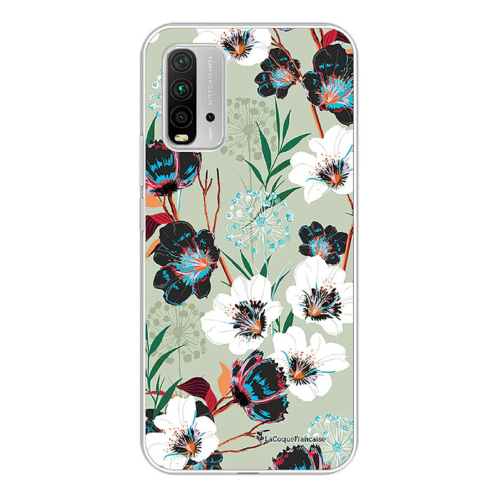 LaCoqueFrançaise Coque Xiaomi Redmi 9T 360 intégrale transparente Motif Fleurs vert d'eau Tendance .