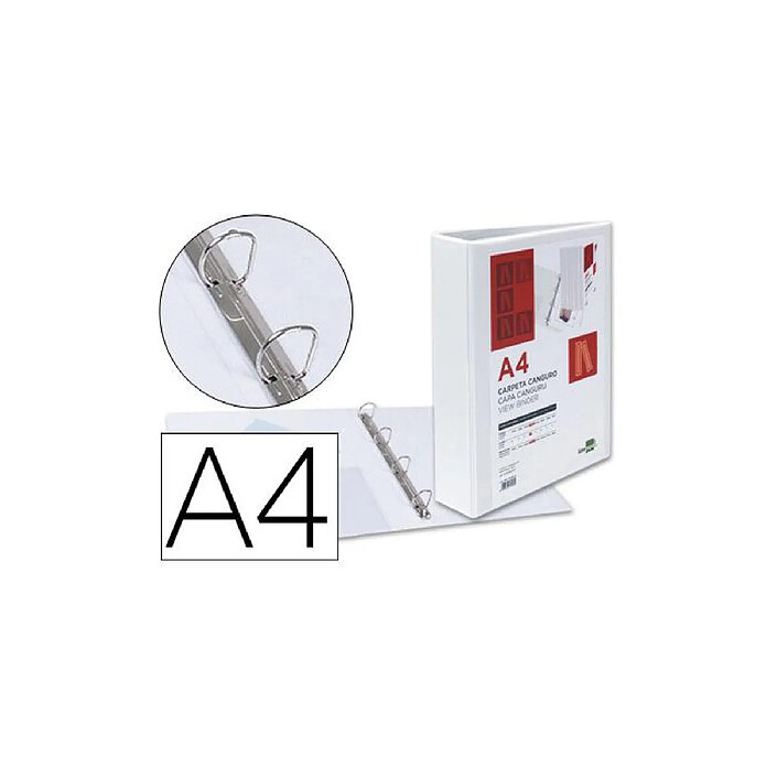 LIDERPAPEL Classeur kangourou 4 anneaux 40mm 283x320mm document a4 plastique dos 68mm coloris blanc x 18