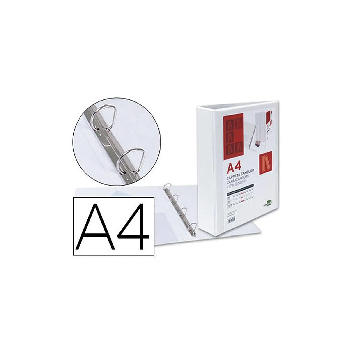 LIDERPAPEL Classeur 4 anneaux 55mm 283x320mm document a4 plastique dos 78mm blanc x 12