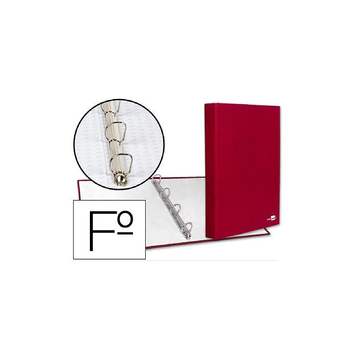 LIDERPAPEL Classeur 4 anneaux ronds 25mm a4+ carton rembordé paper coat coloris rouge