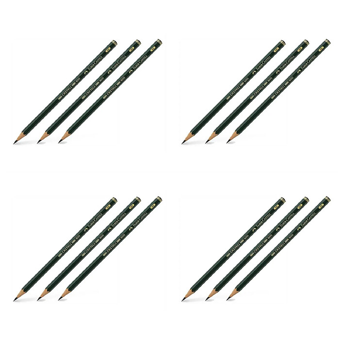 FABER-CASTELL Crayon papier 9000 hexagonal mine 2mm 6B x 12