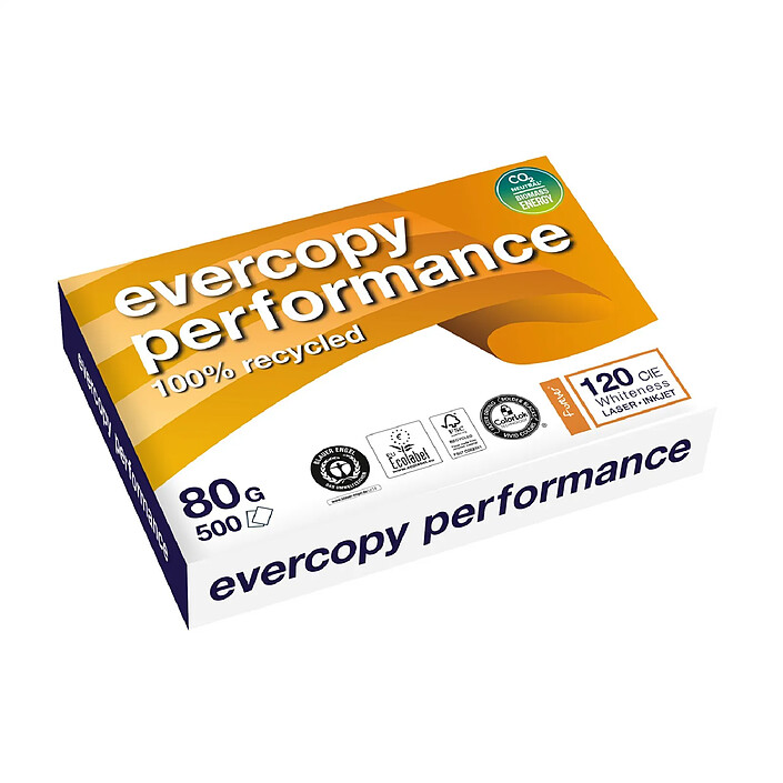 CLAIREFONTAINE Ramette 500 Feuilles A4 210x297 80g Performance 100% Recyclé Blanc 120CIE