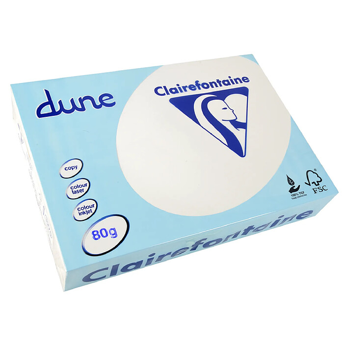 CLAIREFONTAINE Ramette 500 Feuilles Dune 80g A4 210x297 mm Certifié FSC / TCF Blanc