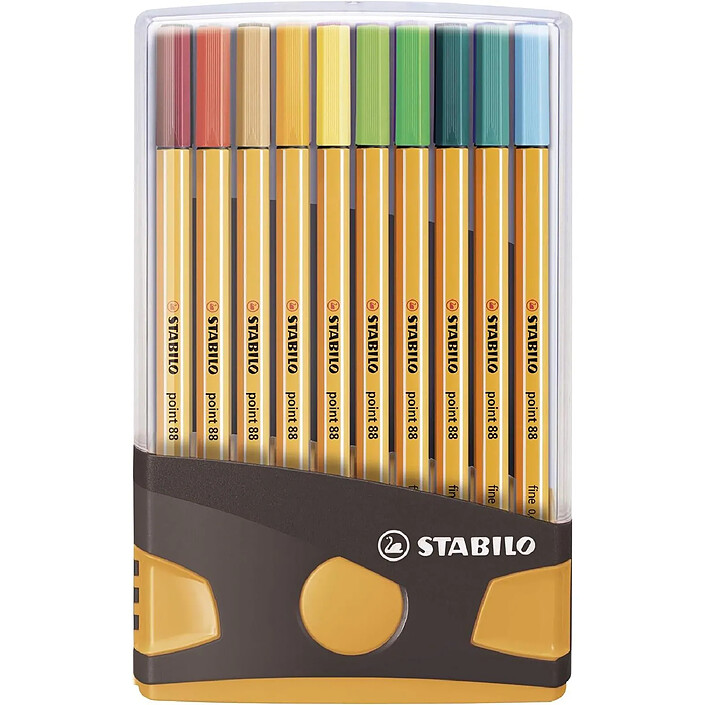 STABILO Point 88 - Lot De 10 Stylos Feutres Pointe Fine 0.4mm - Couleurs Assorties