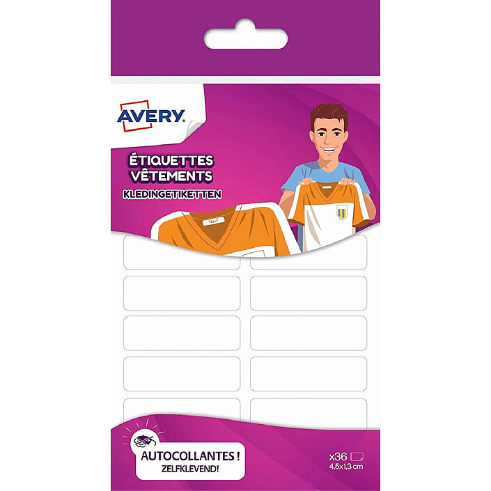 AVERY Pack de 36 étiquettes blanches vêtements - 45 x 13 mm