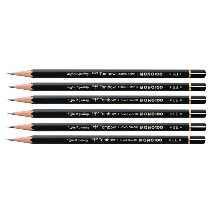 TOMBOW Crayon Graphite Haute Qualité MONO 100 5H x 6