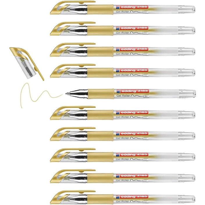 EDDING Roller à Encre Gel Grip 2185 Or Pointe 0,7 mm x 10