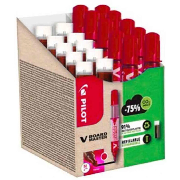 PILOT Pack Bonus 10 Marqueurs V BOARD MASTER Rouge + 10 Recharges