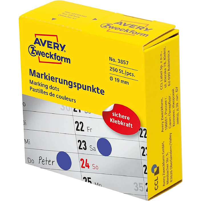 AVERY Pastilles de couleurs, 19 mm, bleu
