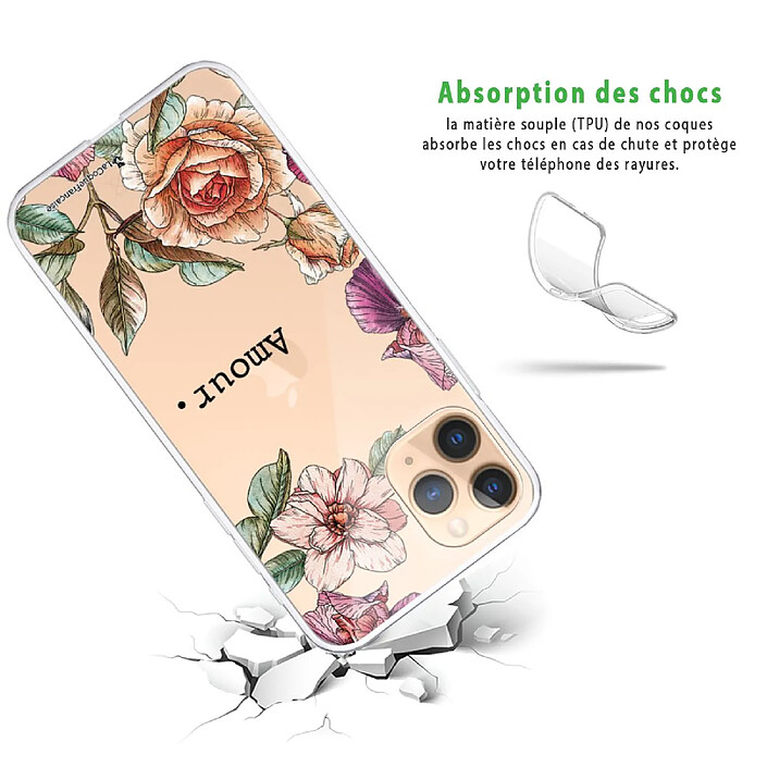 Avis LaCoqueFrançaise Coque iPhone 11 Pro Max 360 intégrale transparente Motif Amour en fleurs Tendance .