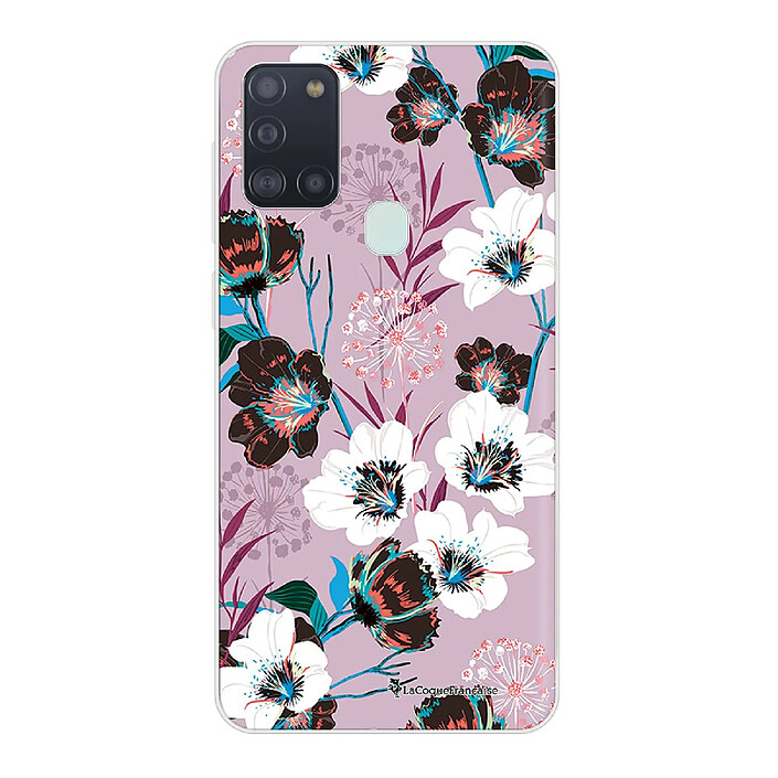 LaCoqueFrançaise Coque Samsung Galaxy A21S 360 intégrale transparente Motif Fleurs parme Tendance .