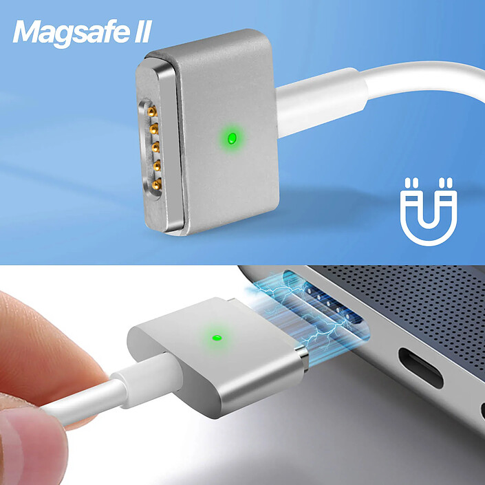 Acheter Avizar Chargeur Macbook Magsafe 2 Magnétique Charge Rapide 60W Indicateur LED Blanc