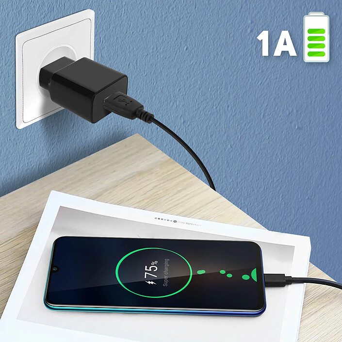 Avis Maxlife Chargeur Secteur USB 1A Smartphone Téléphone + Câble micro-USB Noir