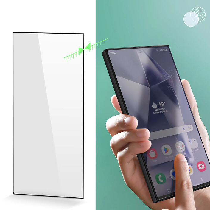 Avizar Verre Trempé pour Samsung Galaxy S24 Ultra Adhésion Totale Noir transparent pas cher