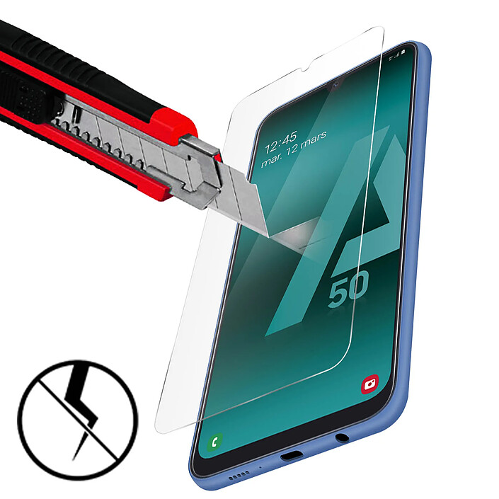 3mk Film Galaxy A50 Protège écran Verre trempé 9H biseauté Muvit - Noir pas cher