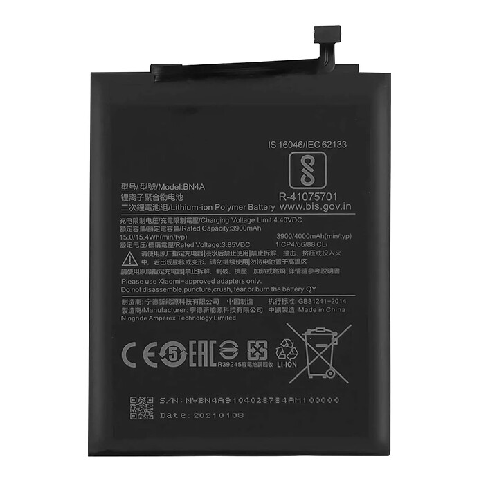 Clappio Batterie Interne Redmi Note 7 4000mAh Compatible Remplace 46BN4AA030H8