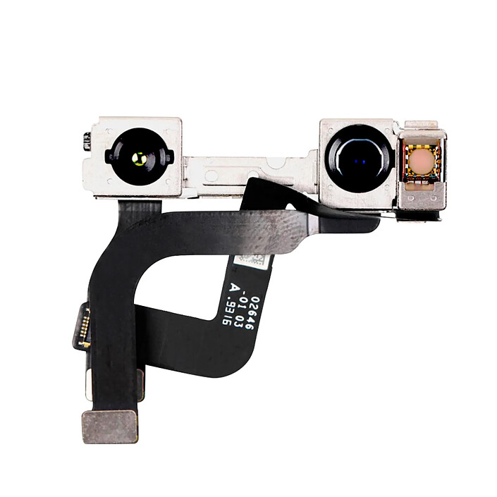 Clappio Caméra Avant pour iPhone 12 et 12 Pro Capteur Selfie Noir
