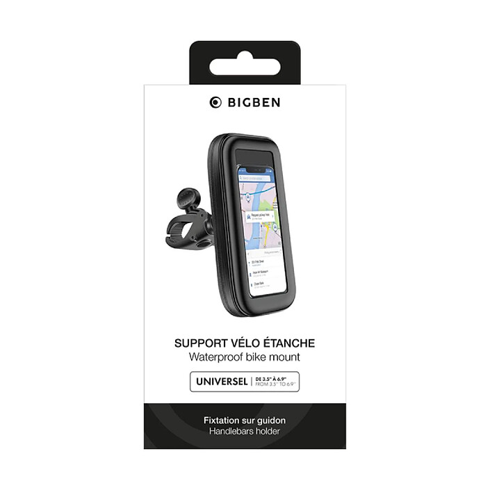 BigBen Support Vélo avec Housse pour Smartphone 3.5'' à 6.9'' Étanche Noir pas cher