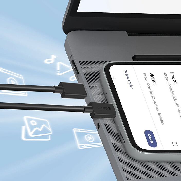 Câble USB-C vers USB-C Charge et Synchronisation 1m Original Sony Noir pas cher