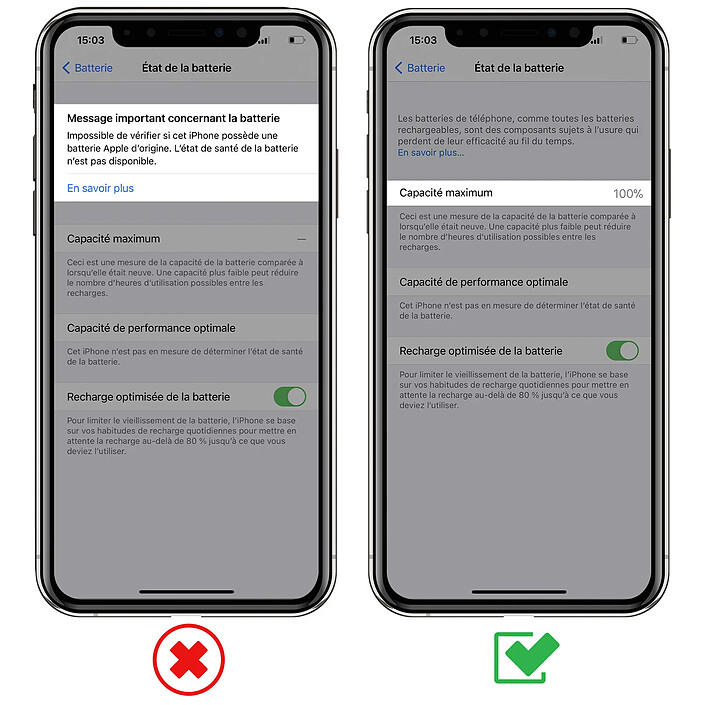 Avis Clappio Batterie Sans BMS pour iPhone XS Max Capacité 3174mAh