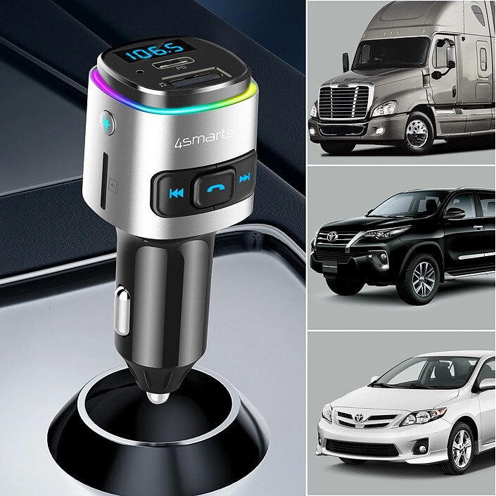 Acheter 4smarts Transmetteur FM Bluetooth avec Chargeur Voiture USB et USB-C PD 18W 4smarts Noir