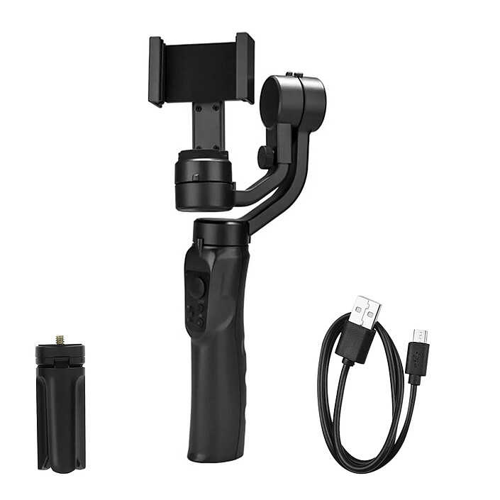Avizar Stabilisateur Gimbal Smartphone 3 Axes Poignée Trépied Bluetooth Noir