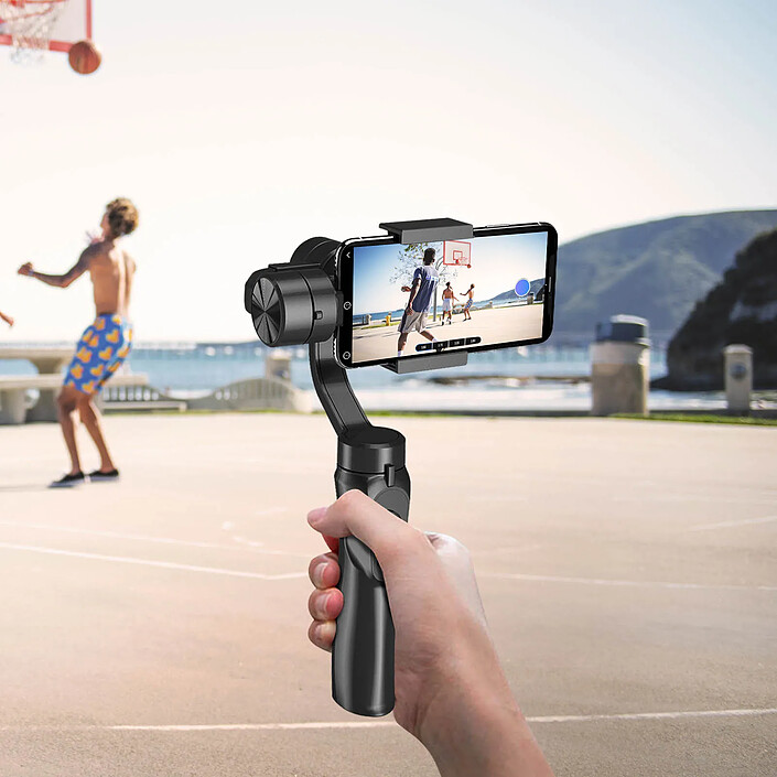Avizar Stabilisateur Gimbal Smartphone 3 Axes Poignée Trépied Bluetooth Noir pas cher