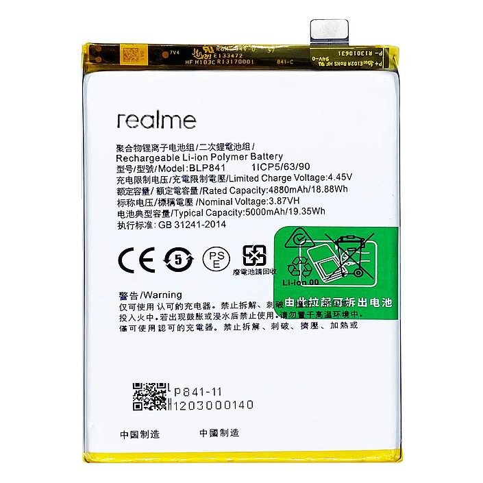 Clappio Batterie pour Realme 8 Pro et 9 Pro Plus 5000mAh Remplace BLP837