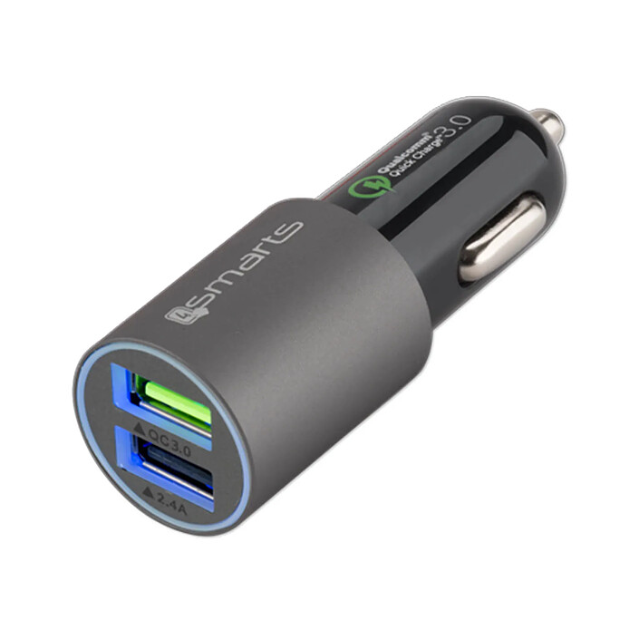 4smarts Chargeur Allume-Cigare Voiture Charge Rapide - 6A 2 Ports USB - 4Smarts