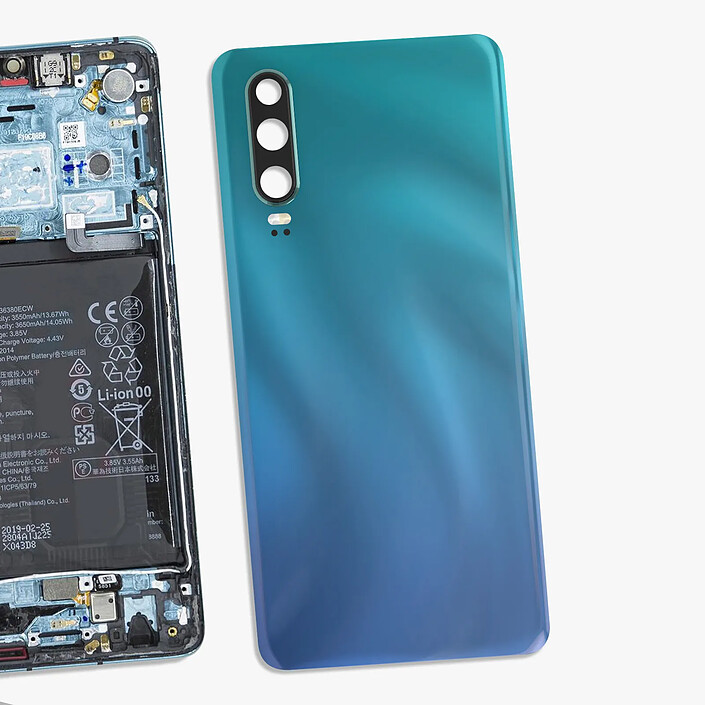 Clappio Vitre Arrière pour Huawei P30 avec Lentille Caméra Bleu pas cher