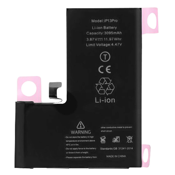 Clappio Batterie interne pour Apple iPhone 13 Pro 3095mAh Puce TI intégré Noir