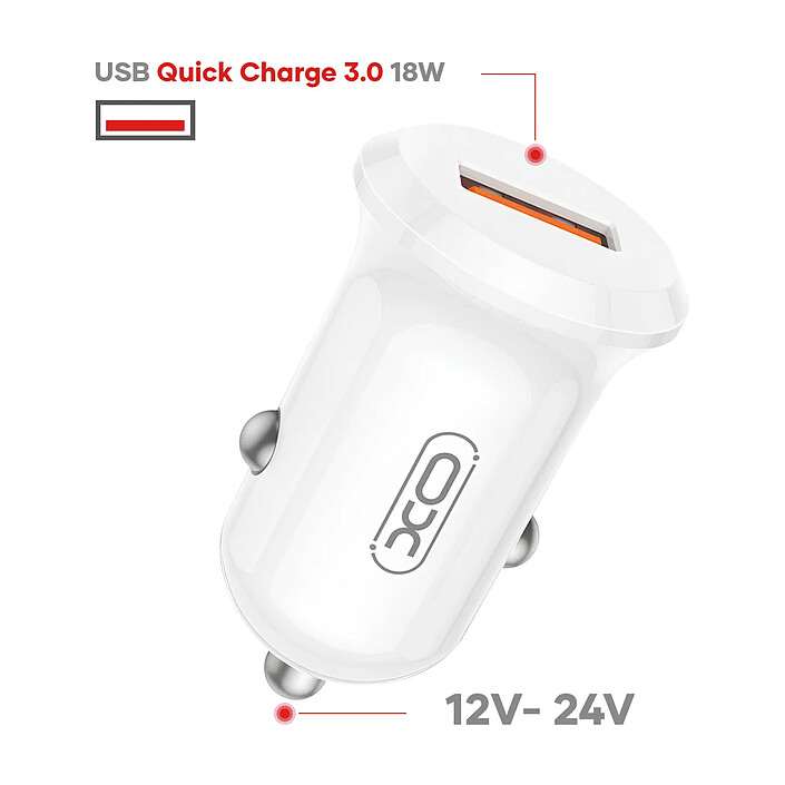 Avis XO Chargeur Voiture Allume Cigare USB 2A Charge Rapide 18W XO Blanc