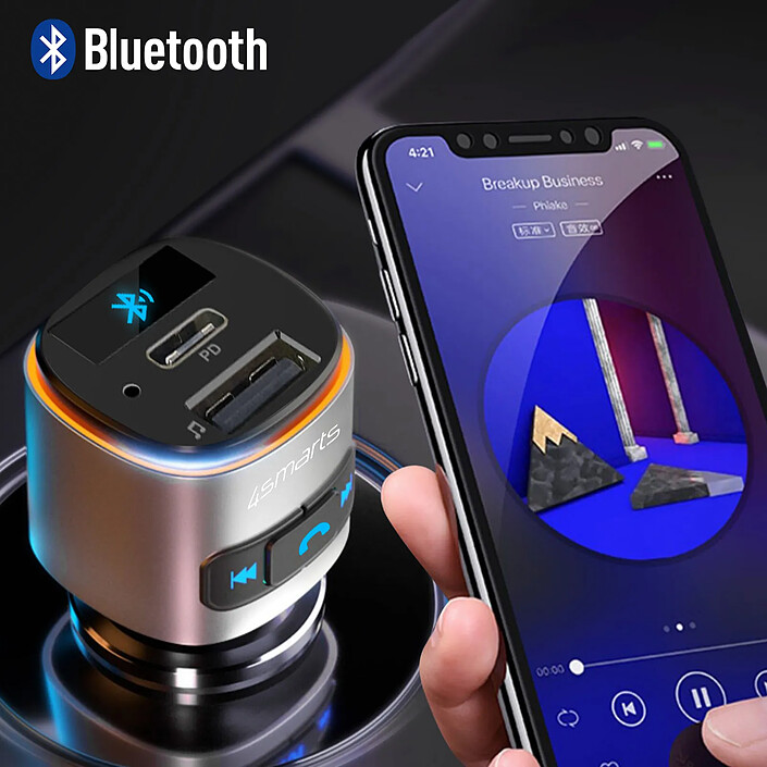Avis 4smarts Transmetteur FM Bluetooth avec Chargeur Voiture USB et USB-C PD 18W 4smarts Noir