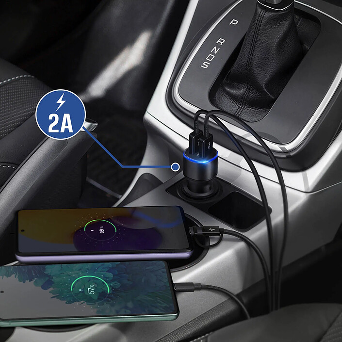 Acheter Samsung Chargeur Voiture 2 Ports USB 2A Fast Charge Noir