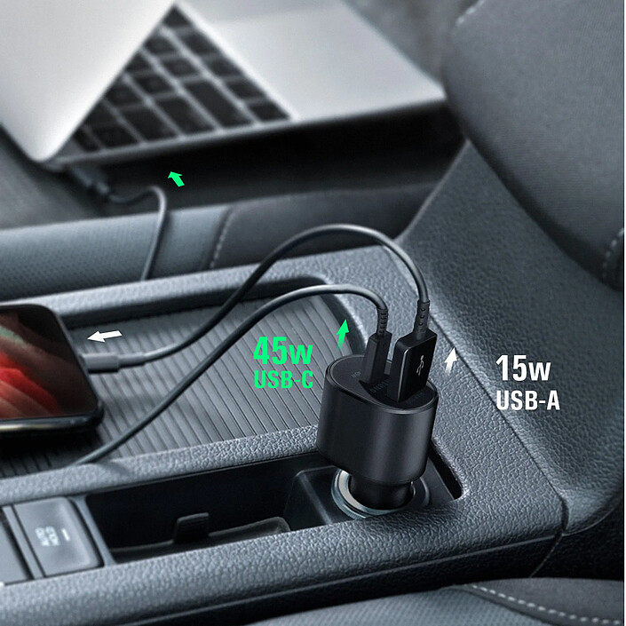 Avis Samsung Chargeur Voiture 60W Sortie USB-C / USB Câble USB-C 1m Noir