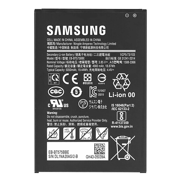 Samsung Batterie pour Samsung Galaxy Tab Active 3 5050mAh EB-BT575BBE Noir