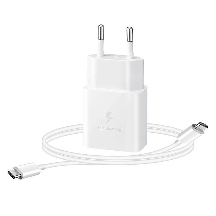 samsung Chargeur Secteur USB-C Power Delivery 15W et Câble USB-C Original Samsung Blanc