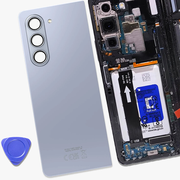 Samsung Vitre Arrière pour Galaxy Z Flip 5 avec Lentille Caméra Original  Bleu Glacier pas cher