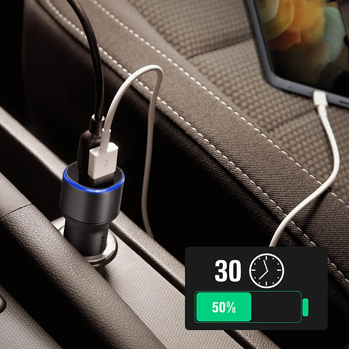 Avis Samsung Chargeur Voiture 2 Ports USB 2A Fast Charge Noir