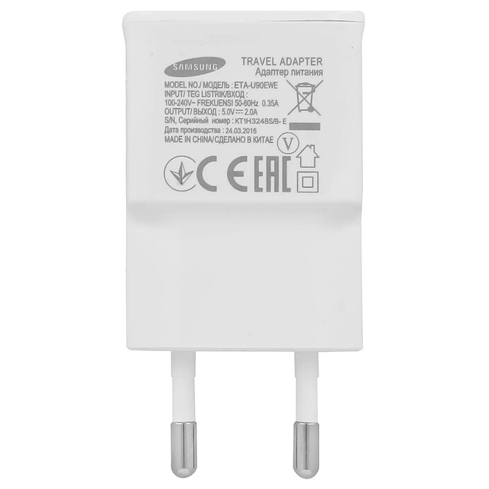 Samsung Pack Chargeur Secteur 2A + Câble Micro-USB 1 m Samsung ETA-U90 Blanc pas cher