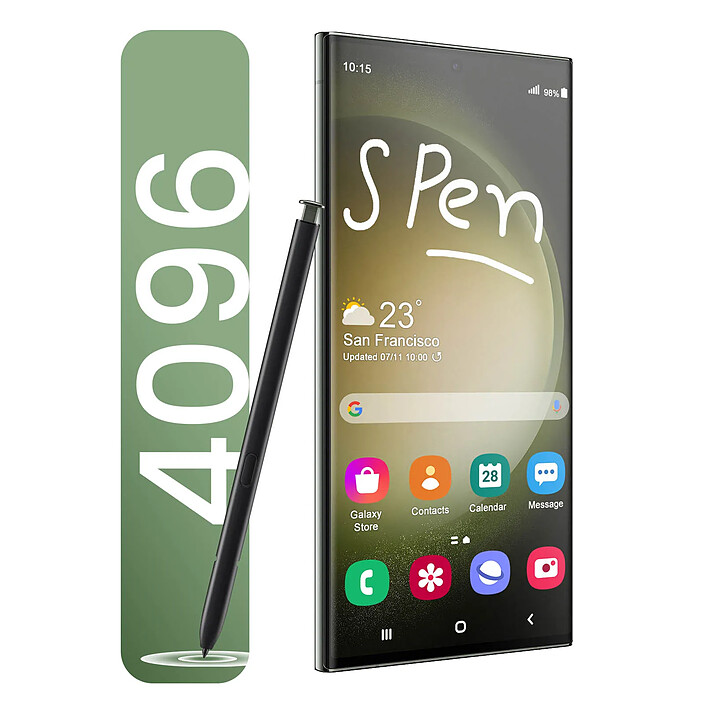 Samsung Stylet S Pen pour Samsung Galaxy S23 Ultra Pointe arrondie 0.7mm Vert pas cher